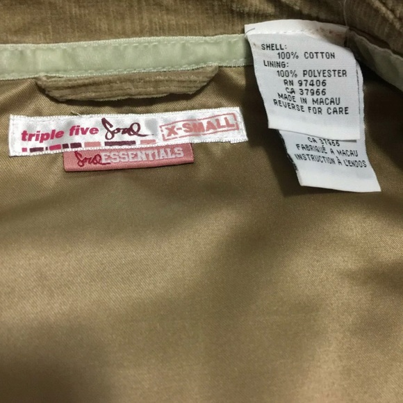 TRIPLE FIVE SOUL MAPLE LEAF BEIGE DISTRESSED DETAILING CORDUROY BLAZER SIZE XS - Picture 11 of 11